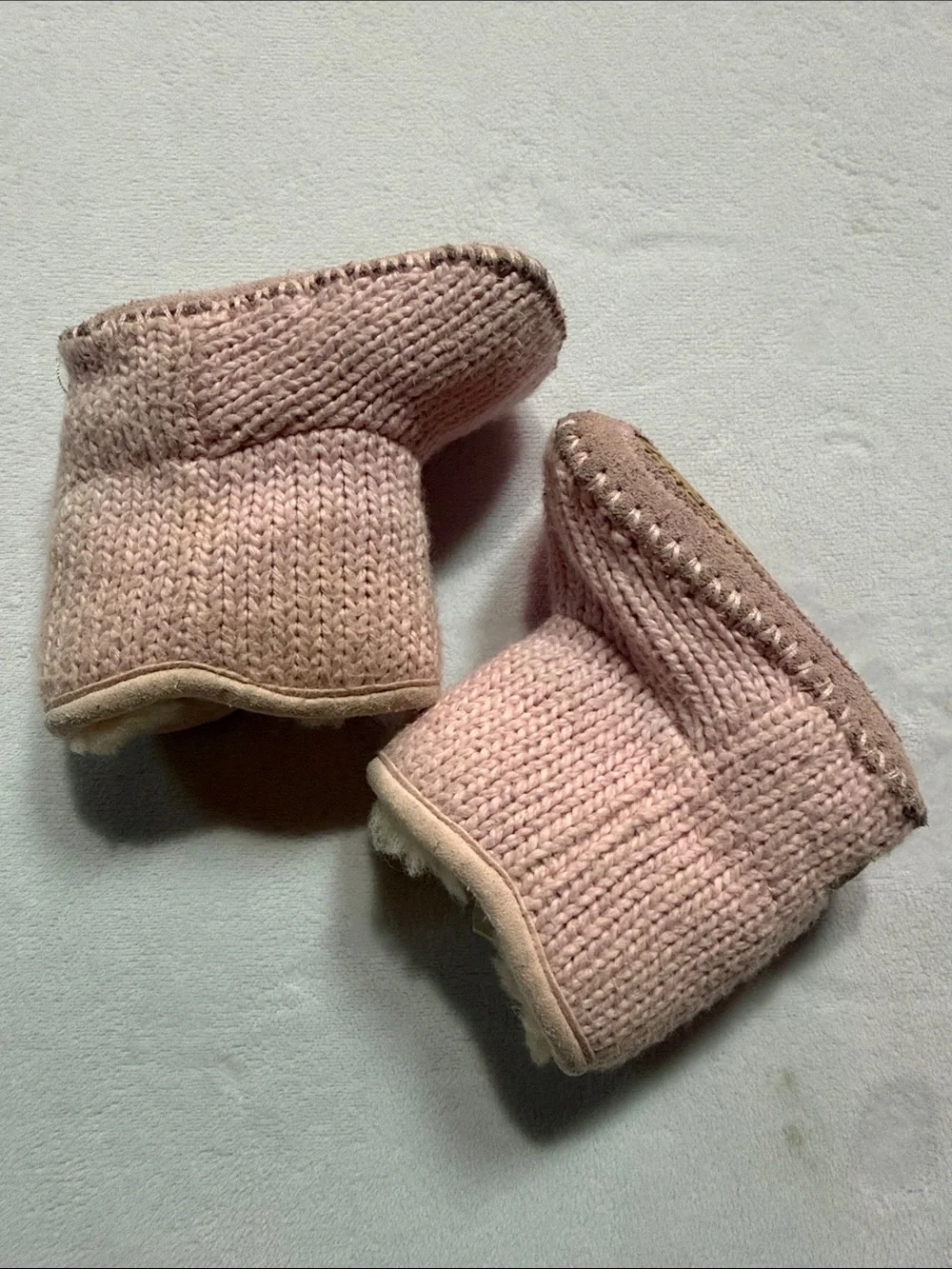 UGG Pink Knit Baby Bootie with Button Detail